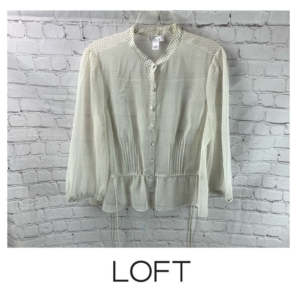 LOFT Tops - LOFT Sheer Polka Dot Blouse